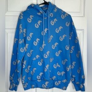 Alien Frens Men’s Blue Hoodie with gray/silver lettering- Size Large